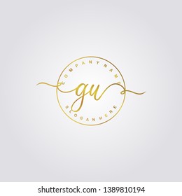 Initial GU handwriting logo template vector