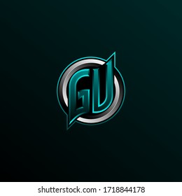 Initial GU logo design, Initial GV logo design with Circle style, Logo for game, esport, community or business.