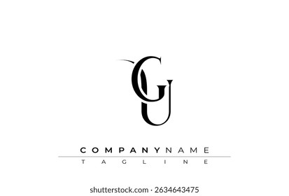 Initial GU Logo Design Vector. Elegant Monogram Logo Design with Decorative Elements and Typography