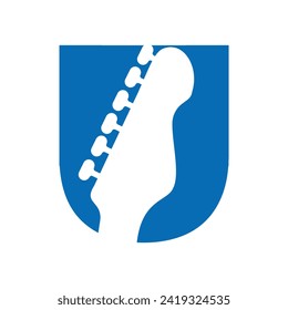Initial Guitar Logo combine with letter U vector template
