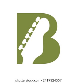 Initial Guitar Logo combine with letter B vector template