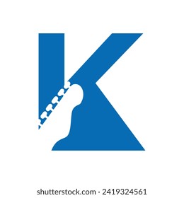 Initial Guitar Logo combine with letter K vector template