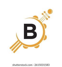 Initial Guitar Logo combine with letter B vector template
