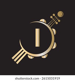 Initial Guitar Logo combine with letter I vector template
