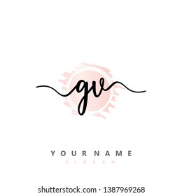 Initial GV handwriting logo template vektor