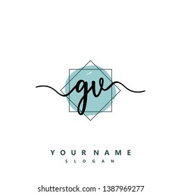 Initial GV handwriting logo template vektor
