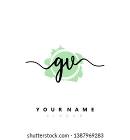 Initial GV handwriting logo template vektor