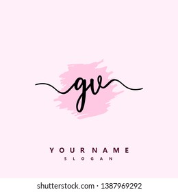 Initial GV handwriting logo template vektor