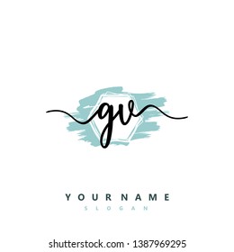 Initial GV handwriting logo template vektor