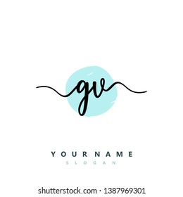 Initial GV handwriting logo template vektor
