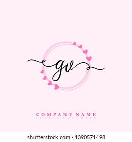 Initial GV handwriting logo template vector