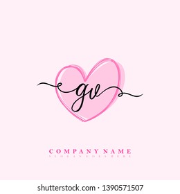 Initial GV handwriting logo template vector
