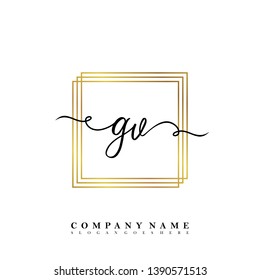 Initial GV handwriting logo template vector