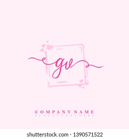 Initial GV handwriting logo template vector