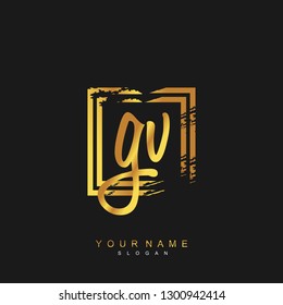 Initial GV handwriting logo vector