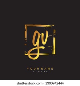 Initial GV handwriting logo vector