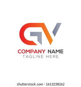 Logo inicial de la carta vinculada a GV. Plantilla vectorial de diseño de logotipo de tipo carta de GV