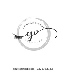 Initial GV monogram eye and eyelash handwriting