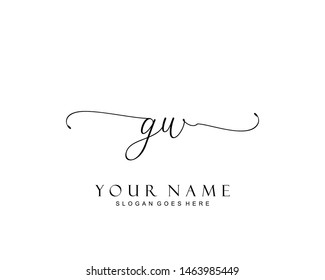 Initial GW beauty monogram and elegant logo design, handwriting logo of initial signature, wedding, fashion, floral and botanical with creative template.
