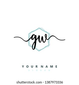 Initial GW handwriting logo template vektor