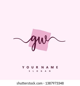 Initial GW handwriting logo template vektor