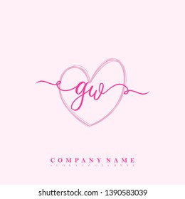Initial GW handwriting logo template vector