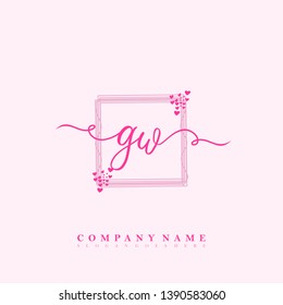 Initial GW handwriting logo template vector