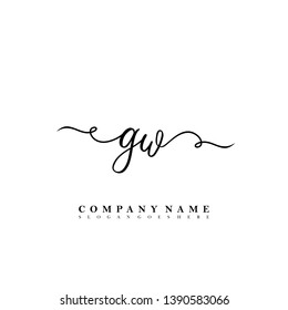 Initial GW handwriting logo template vector