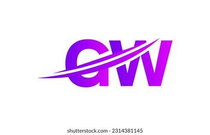 Initial GW letter Logo With Swoosh Design Graphic Vector Template for Business and Company Identity.