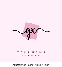 Initial GX handwriting logo template vector