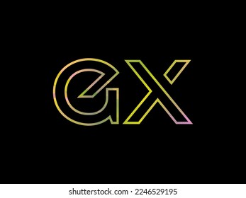 Initial GX Letter Logo With Colorful Rainbow Texture Vector