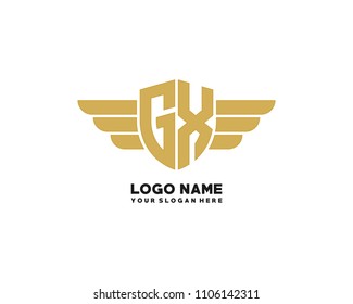 Initial GX wing logo template vector