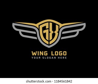 Initial GX wing logo template vector