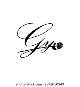 Initial GY handwriting flower typography ornament modern