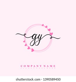 Initial GY handwriting logo template vector