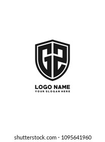 Initial GZ abstract shield logo template vector
