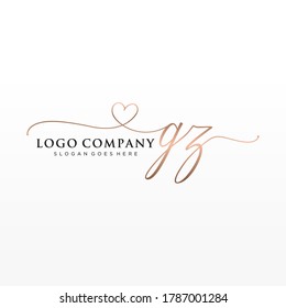 Initial GZ beauty monogram and elegant logo design, handwriting logo of initial signature, wedding, fashion, floral and botanical with creative template.