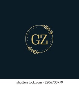 Initial GZ beauty monogram and elegant logo design, handwriting logo of initial signature, wedding, fashion, floral and botanical with creative template.