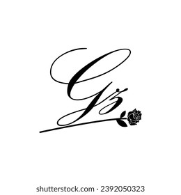 Initial GZ handwriting flower typography ornament modern