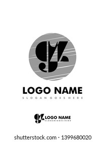 Initial GZ negative space logo with circle template