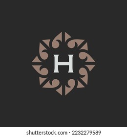 Initial H abstract floral logo with heart monogram icon in elegant style