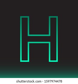 Initial H Abstract Minimal Premium Light Cyan Gradient Logo Icon Black Background Isolated