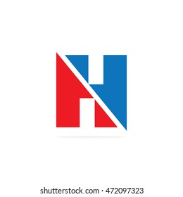 Initial H AH Isolated Letter Logo Red Blue