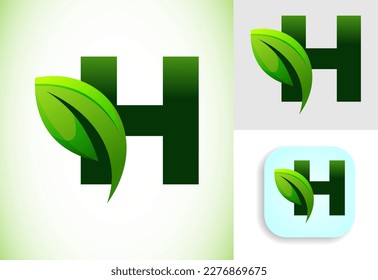 Initial H alphabet with a leaf. Eco-friendly logo concept. Graphic alphabet symbol for business and company identity.