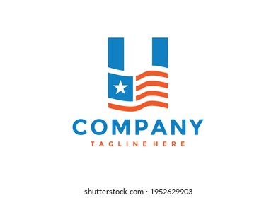 initial H american flag logo