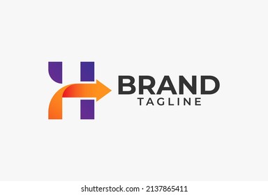 initial H Arrow Logo. letter H with arrow combination. usable for  finance, logistic and company logos, vector illustration	