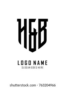 Initial H & B abstract shield logo template vector