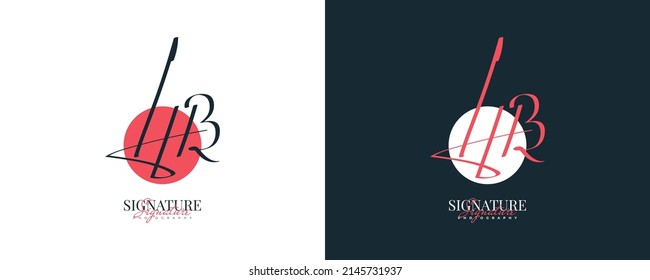 Initial H and B Logo Design in Elegant and Minimalist Handwriting Style. HB Signature Logo Design