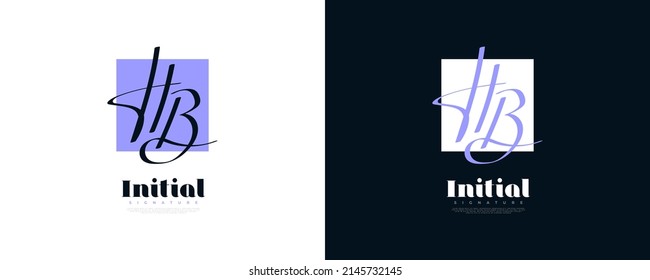 Initial H and B Logo Design in Elegant and Minimalist Handwriting Style. HB Signature Logo Design