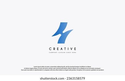 Initial H bridge logo vector illustration. Blue Bridge logo design isolated on white background